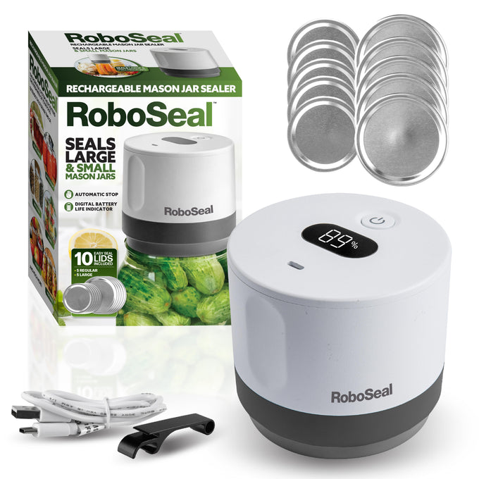 RoboSeal rechargeable electric mason jar sealer with lids